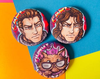Dungeon Crawler Carl | Carl & Donut | Sand glitter Button/badge 2.25” inches