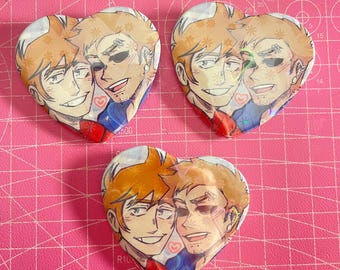 Eddsworld | TomTord | Heart Holographic Button/badge 2.24” inches