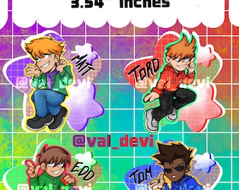PREVENTA / Eddsworld / Edd, Tom, Matt y Tord / Grandes colgantes acrílicos con purpurina de 3,54 pulgadas
