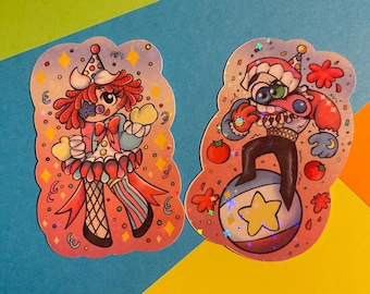 TADC Holographic Stickers | Caine & Ragatha TADC Fan Art