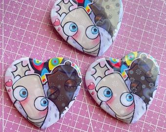 TADC Checkmates | Kinger x Queenie | Heart Holographic Button/badge 2.24” inches