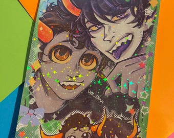 Homestuck | Gamzee & Tavros | GamTav | Holographic Star mini print 8.5 x 5.5 inches