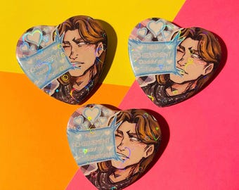 Dungeon Crawler Carl | Carl x System AI | AICarly | Heart Holographic Button/badge 2.24” inches
