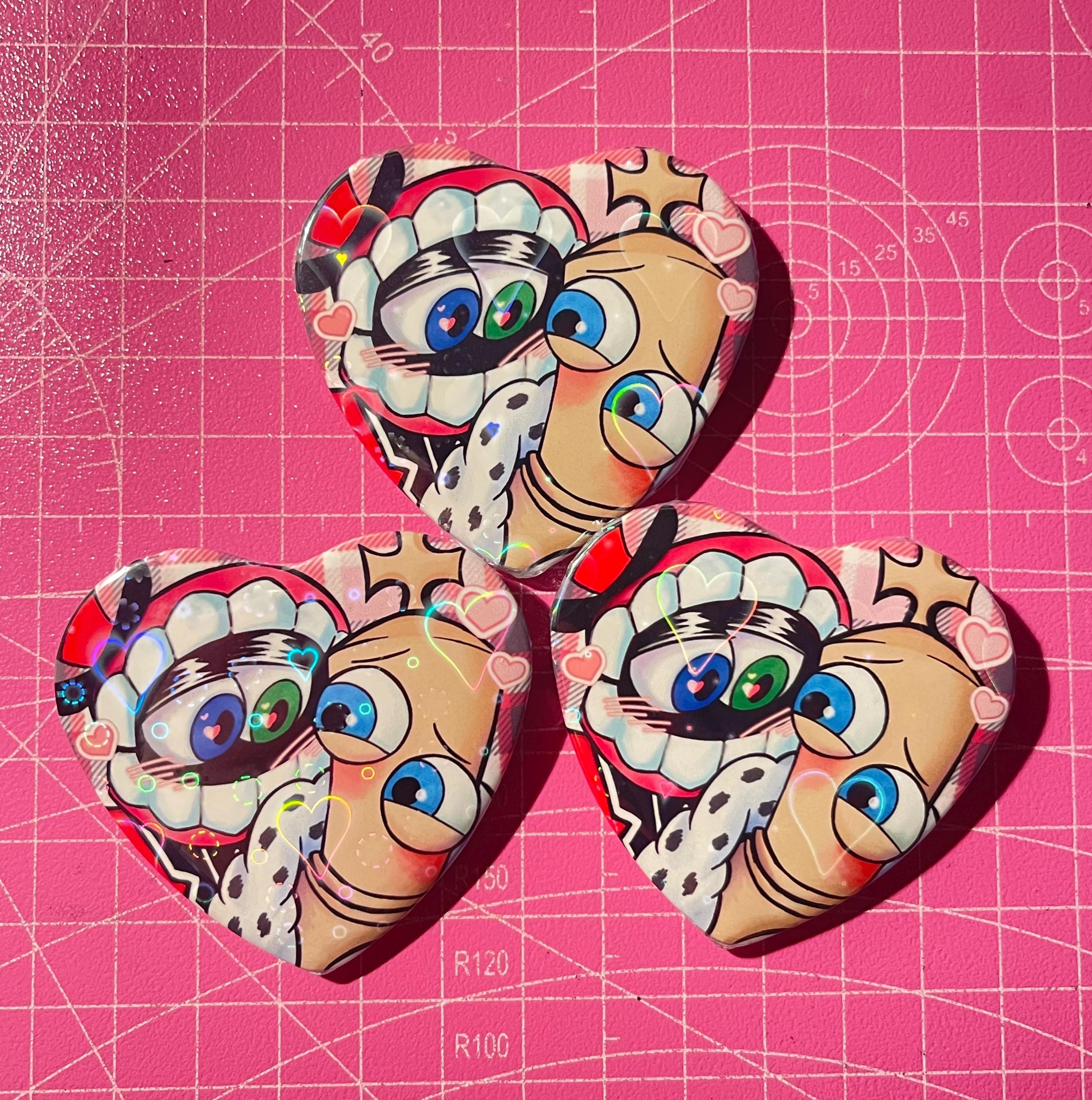 TADC Royalteeth | Caine X Kinger | Heart Holographic Button/badge