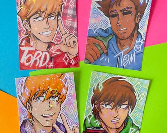 Eddsworld | Edd, Tom, Matt, and Tord | Holographic Star photocards | 2.5 x 3.5 inches
