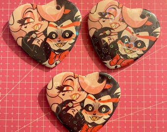 Hazbin Hotel Huskerdust Heart Holographic Button/Badge
