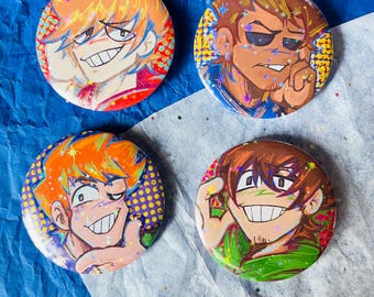 Eddsworld Crew Button/Badges | Edd, Matt, Tord, and Tom | Star Holographic | 2.25” inches