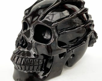 6.2"+ Natural Obsidian Quartz Skull,Hand Caved,Skull,Specimen,Skull Specimen,Crystal Skull Specimen,Home Decoration,Gifts LG-blc