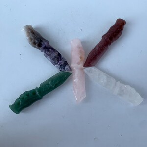 4.7&#39;&#39;+ Natural Crystal Quartz,Quartz Crystal,Hand Carved,Crystal Knife,Dagger,Wings Skull,Luxury Decoration Crystal Gifts /PC