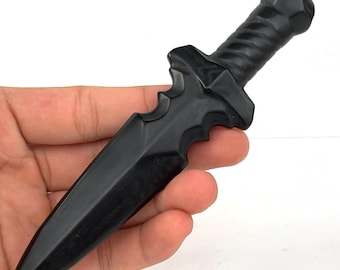5.8"+ Natural Obsidian Quartz Knife Skull,Crystal,Quartz,Knife Skull,Crystal Knife Skull,Crystal Specimen,Home Decoration,Crystal Gift 1PC
