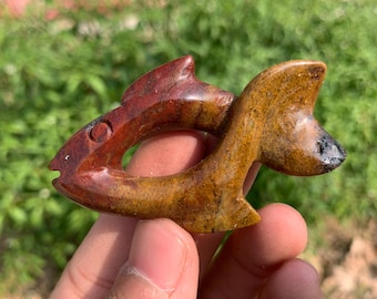 Natural ocean jasper,Crystal quartz,Fish,Crystal fish,Crystal skull,Home decoration,Hand carving,Crystal gift 1PC