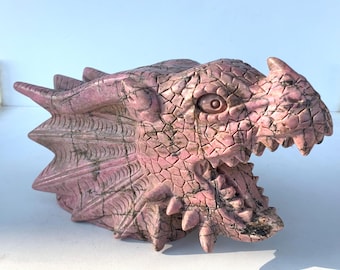 8.2"+ Natural Rhodonite Quartz Dragon Skull,Crystal Quartz,Dragon Skull,Crystal Dragon Skull,Home Decoration,Crystal Gift,Gifts LG-78