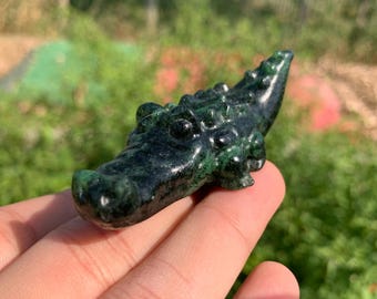 2.6"+ Natural zoisite quartz,crocodile,Skull,Crystal crocodile,Aura crystal crocodile,Hand carving,Home decoration,Crystal gift 1PC