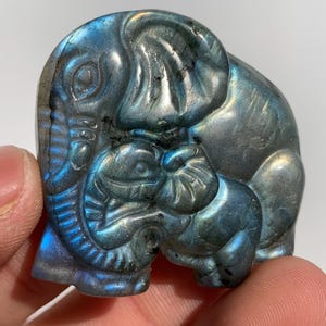 1.5"+ Natural labradorite quartz,Elephant,Skull,Crystal elephant skull,Crystal skull,Hand carving,Home decoration,Holiday gift 1PC