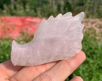 3.2"+ Natural pink rose quartz,Dragon,Skull,Crystal dragon,Crystal specimen,Home decoration,Hand carving,Crystal gift 1PC