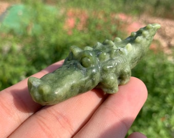 2.6"+ Natural green jade,crocodile,Skull,Crystal crocodile,Aura crystal crocodile,Hand carving,Home decoration,Crystal gift 1PC