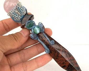 5.5"+ Natural Red Obsidian Quartz Knife Skull,Crystal,Quartz,Knife,Crystal Knife Specimen,Home Decoration,Crystal Gifts,Gift 1PC