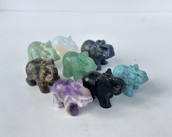 1.5'' Natural Gemstone Elephant, Carved Mini Crystal Elephant, Crystal Animal Sculpture, Home Decor, Healing Crystal,Crystal Gifts /PC