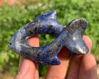 Natural sodalite quartz.Crystal quartz,Fish,Crystal fish,Crystal skull,Home decoration,Hand carving,Crystal gift 1PC
