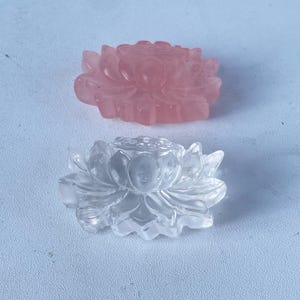 Cuarzo rosa natural transparente de 1,4" o más, cristal, cuarzo, cuarzo cristal, flor de loto, flor de loto de cristal, decoración del hogar, regalo de cristal/PC
