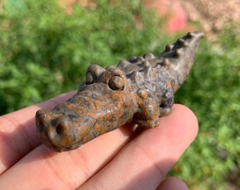 2.6"+ Natural yellow stone,crocodile,Skull,Crystal crocodile,Aura crystal crocodile,Hand carving,Home decoration,Crystal gift 1PC