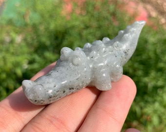 2.6"+ Natural labradorite quartz,crocodile,Skull,Crystal crocodile,Aura crystal crocodile,Hand carving,Home decoration,Crystal gift 1PC