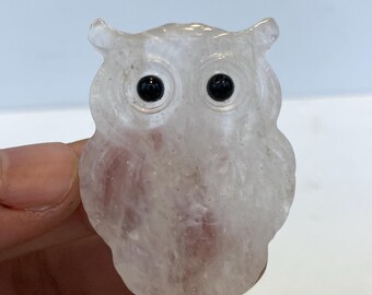 1.9"+ Natural Clear Quartz Owl Skull,Crystal,Quartz,Owl,Skull,Owl Skull,Crystal Owl Skull,Home Decoration,Crystal Gifts 1PC