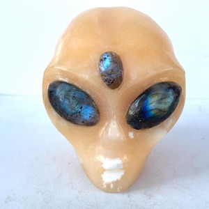 4.1&quot;+ Natural Geode Stone Quartz Alien Skull,Crystal Quartz,Alien,Crystal Alien Skull,Home Decoration,Crystal Gifts,Gift LG-13