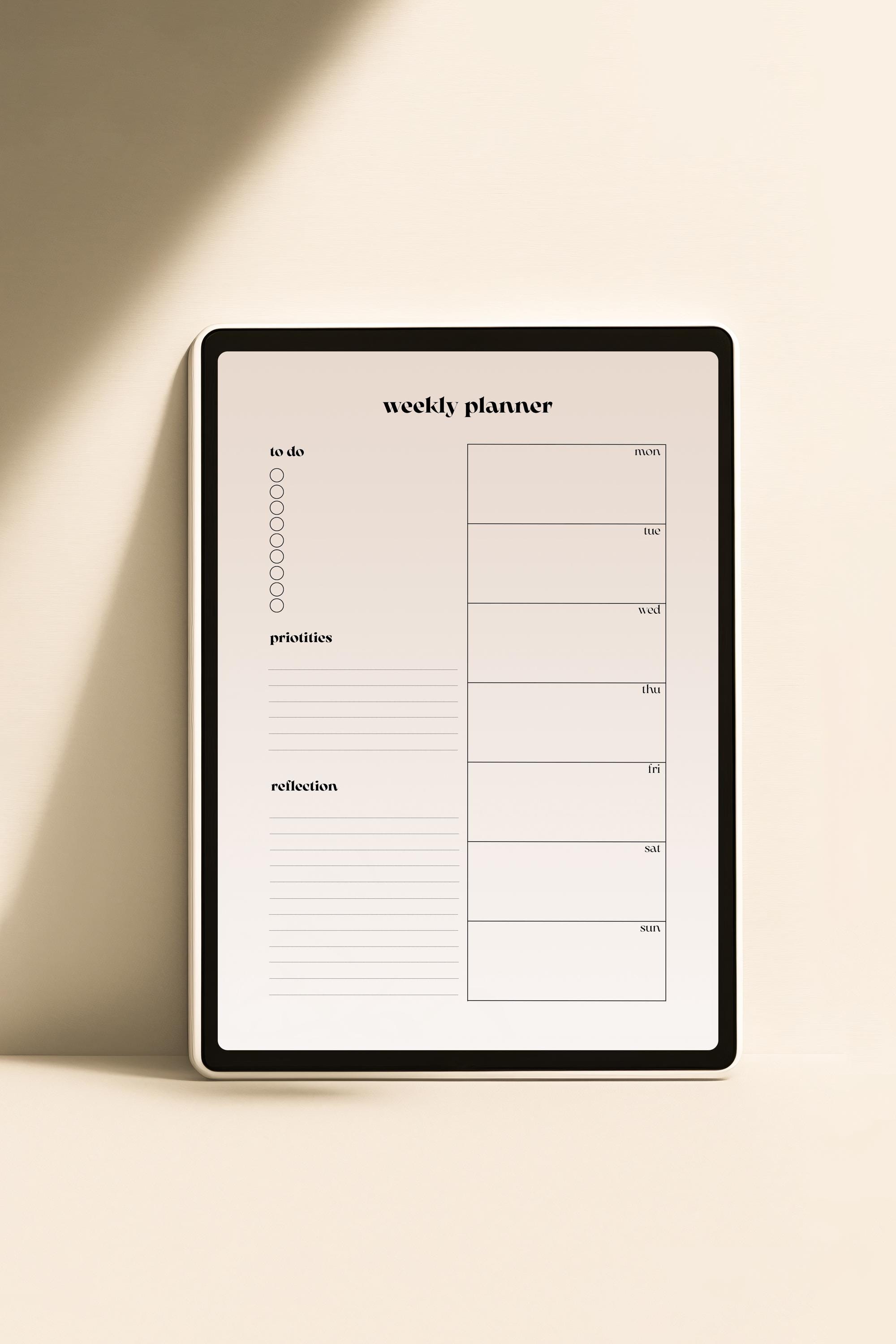 Minimalist Weekly Planner — Printable A4 PDF | Undated Weekly Layout ...