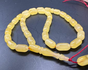 Baltic Amber Prayer Beads: Yellow Tasbih, Red Cord - Islamic Rosary