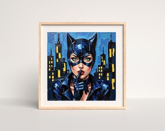 Catwoman Pop Art Print, Retro Comic Book Poster (Digital Download)