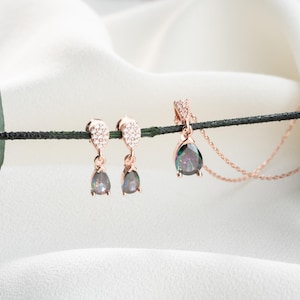 Amethyst Gemstone Jewelry Set, Garnet Necklace, Emerald Earrings, Birthstone Jewelry Set, Amethyst Earrings, Emerald Pendant, Birthday Gift