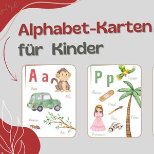 Tarjetas del alfabeto, tarjetas ABC, aprender letras, material de aprendizaje, niños, escuela, alemán, LRS, juego