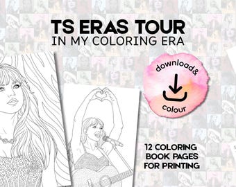 Páginas para colorear de la gira/álbumes de Tay Pop Star / Libro para fans de Swiftie, idea de regalo / Colorear para niños, adolescentes y adultos / Digital, imprimible, PDF