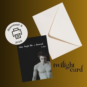 Edward Cullen Zmierzch, Urodziny Ukończenie Szkoły Boże Narodzenie Wydrukuj Kartkę Z Pozdrowieniami, Zabawny Blask Diamentowy Wampir Humor Skóra Zabójcy Bella Swan