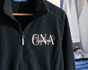 Custom Embroidered CNA Nurse Fleece Jacket - Medical Assistant Jacket - Nurse Ladies and Men Jacket - Certified Nursing Assistant Gift