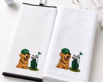 Custom Pet Golf Towel with Pet Photo, Personalized Embroidered Dog Towels, Custom Cat Golf Towels For Wife or Girlfriend - Golf Lover Gift