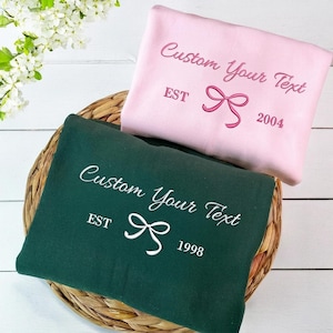 Felpa ricamata per amiche del cuore, felpa personalizzata per il viaggio tra ragazze del 2026, maglione con fiocco, regali per amiche del cuore, regalo per ragazza