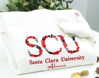 Custom Embroidered Floral College Letter Sweatshirt | College Spirit Wear | Flower University Crewneck | College Sorority Gift