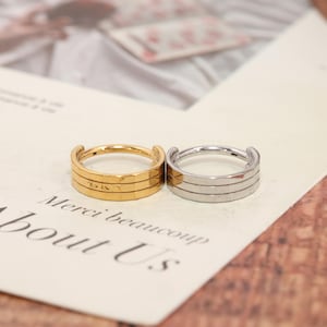 Gold Triple Band Open Nose Ring 316L Surgical Steel Rectangular Faceted Hoop Septum Helix Cartilage Piercing Gift
