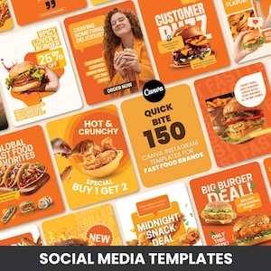 Fast Food Instagram Canva Templates – Burger, Pizza Social Media Kit