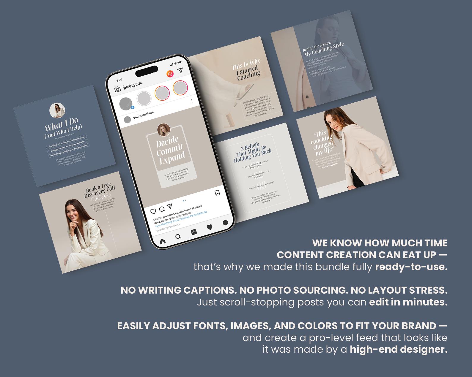 Coaching Instagram Templates | Canva Social Media Kit for Coaches ...