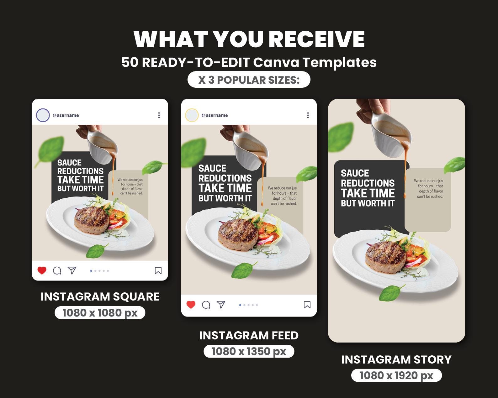 Restaurant Instagram Canva Templates – 150 Social Media Posts for ...