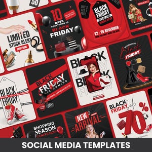 Plantillas de ofertas de Black Friday: Kit de Canva editable para tiendas, creadores y negocios online