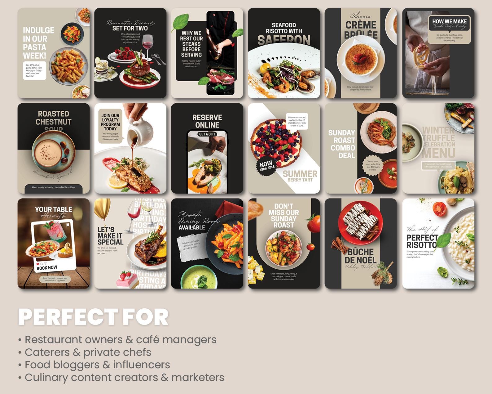 Restaurant Instagram Canva Templates – 150 Social Media Posts for ...