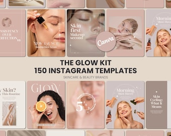 Skincare Instagram Templates – Elegant Beauty Social Media Kit (Canva)