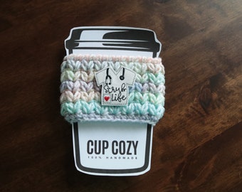 Scrub Life - Hand Crocheted Cup Cozy, Coffee Cup Sleeve with Feltie