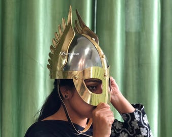 Norman Nasal King Helmet Brass Wing Viking Armor Wearable SCA Larp Cosplay Costume