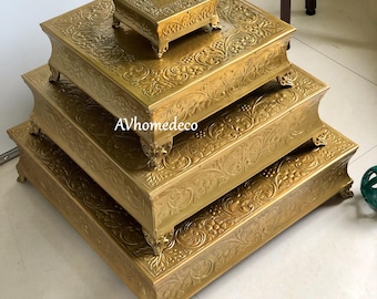 Beautiful Brass Finish Wedding Cake Stand, Gold Cake Stand, Pastry Stand, Christmas Cake Stand, Anniversary Cake Stand, Birthday Cake Stand