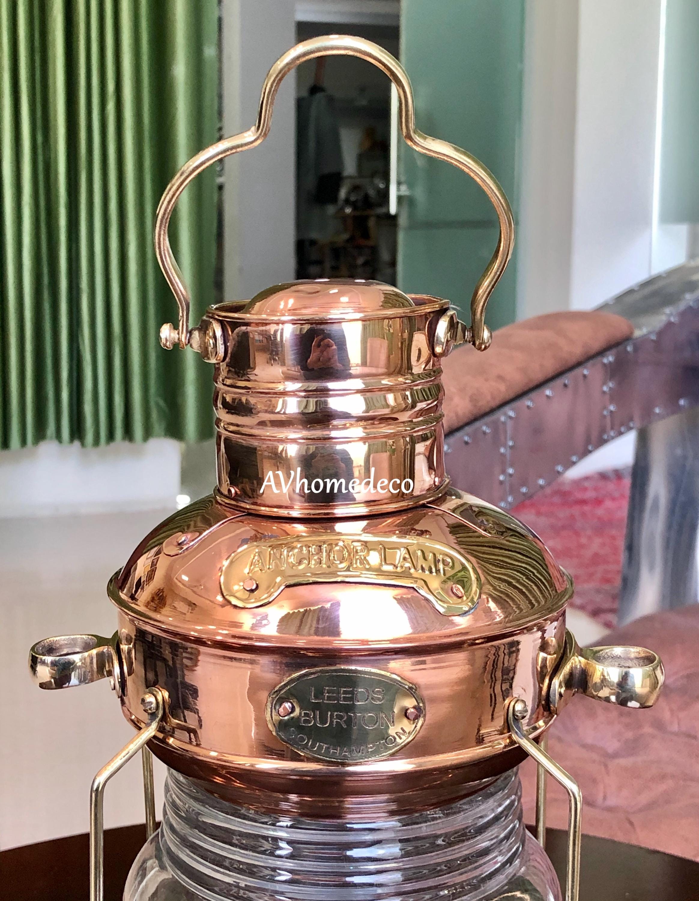 Beau Nautique Laiton Huile Maritime Navire Lanterne Ancre Bateau Lampe